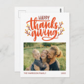 Schöne Kalligraphie Happy Thanksgiving Foto Postkarte (Vorne/Hinten)