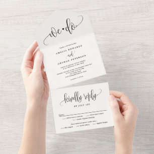 Schöne Kalligraphie in einer Hochzeitseinladung All In One Einladung