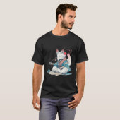 Schöne Kalligraphie Kitsune für Japan Style Lover T-Shirt (Vorne ganz)