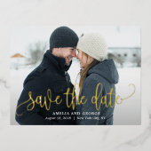 Schöne Kalligraphie Save the Date Postkarte (Vorderseite)