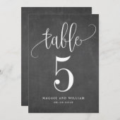 Schöne Kalligraphie Tischnummer Card Chalk (Vorne/Hinten)