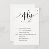 Schöne kalligraphische Hochzeit RSVP mit Menüoptio Einladung (Vorne/Hinten)