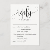 Schöne kalligraphische Hochzeit RSVP mit Menüoptio