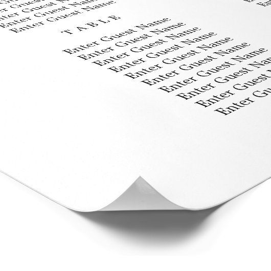 Schöne kalligraphische Imitate Gold Seating Chart Poster (Ecke)