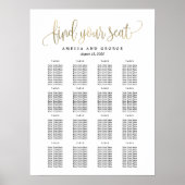 Schöne kalligraphische Imitate Gold Seating Chart Poster (Vorne)