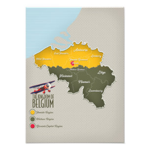 Schöne Karte des Königreichs Belgien Fotodruck