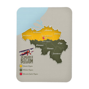 Schöne Karte des Königreichs Belgien Magnet