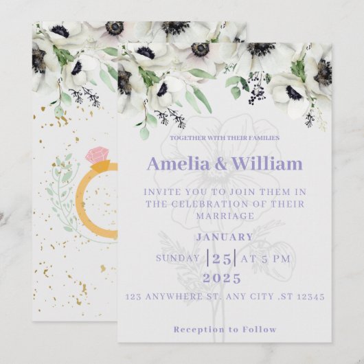 Schöne Karte Hochzeit 2025 (Vorne/Hinten)