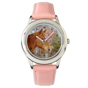 Schöne Kastanien-Pferdeuhr Armbanduhr