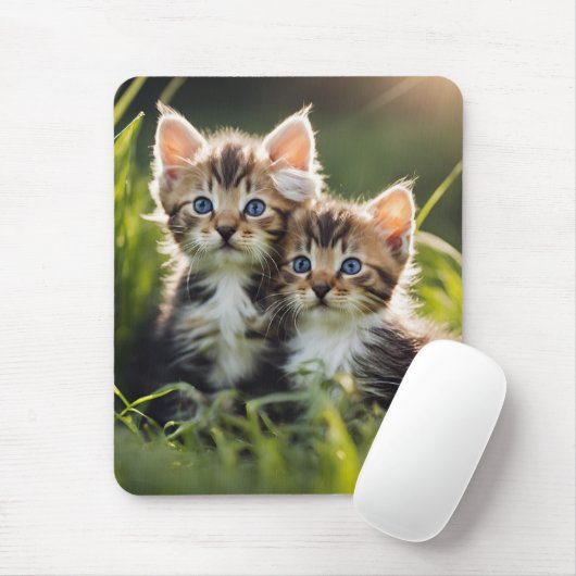 Schöne Kätzchen im Gras Mousepad (Mit Mouse)