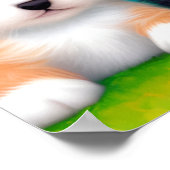 Schöne Kätzchen und Welpe, die sich auf dem Rasen  Poster (Ecke)