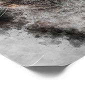 schöne Katze große grüne Augen Aquarellmalerei Poster (Ecke)