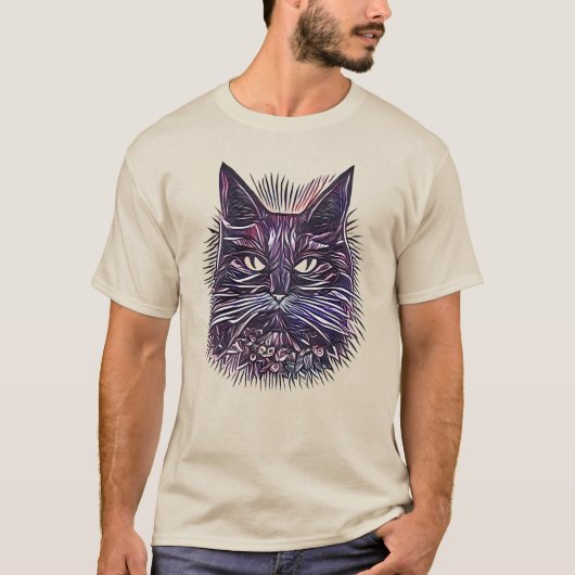 Schöne Katze Head Illustration T-Shirt (Vorderseite)