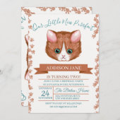 Schöne Katze Illustration Geburtstagseinladung Einladung (Vorne/Hinten)