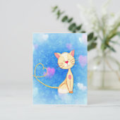 Schöne Katze-Illustration mit Herz Postkarte (Stehend Vorderseite)