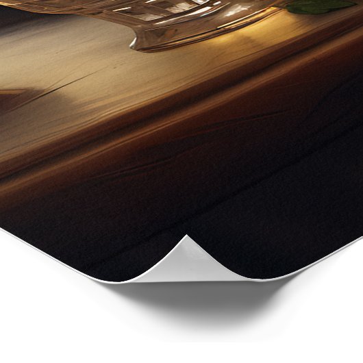 Schöne Katze im Anzug beim Trinken in Paris Poster (Ecke)