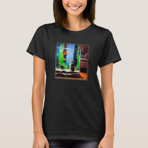 Schöne Katze im Aquarium mit Fisch im Inneren T-Shirt