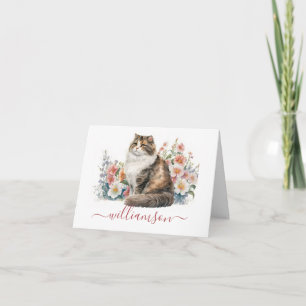 Schöne Katze im Garten Wasserfarbe & Nachname