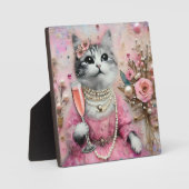 Schöne Katze in rosa Kleid mit Perlen Fotoplatte (Vorderseite)