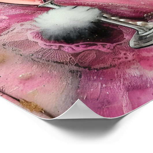 Schöne Katze in rosa Kleid mit Perlen Poster (Ecke)