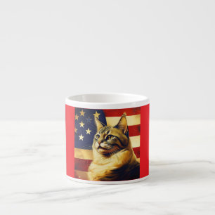 Schöne Katze mit amerikanischem Flaggenhintergrund Espressotasse