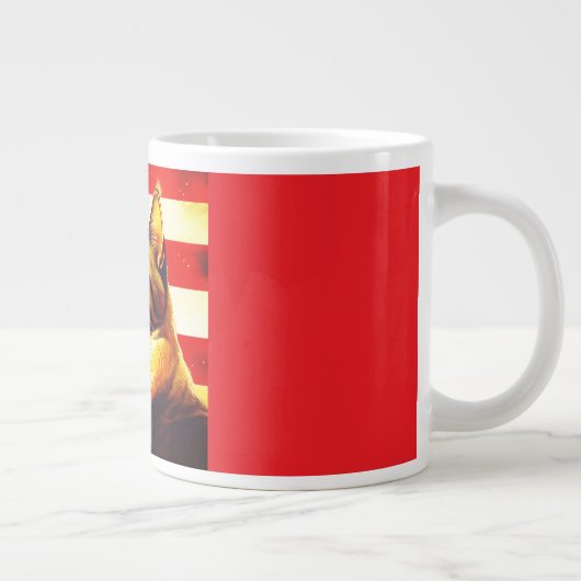 Schöne Katze mit amerikanischem Flaggenhintergrund Jumbo-Tasse (Rechts)