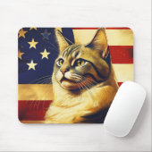 Schöne Katze mit amerikanischem Flaggenhintergrund Mousepad (Mit Mouse)