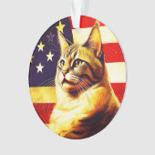 Schöne Katze mit amerikanischem Flaggenhintergrund Ornament (Vorderseite)