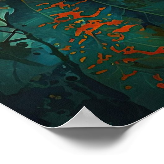 Schöne Katze mit Blattwerk - Kunst der künstlerisc Poster (Ecke)