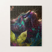 Schöne Katze mit Blattwerk - Kunst der künstlerisc Puzzle (Vertikal)