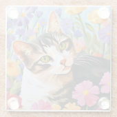 Schöne Katze mit Blume Glasuntersetzer (Rückseite)