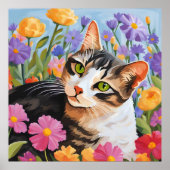Schöne Katze mit Blume Poster (Vorne)