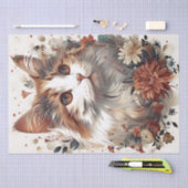 Schöne Katze mit Blume Seidenpapier (Handwerk)