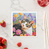 Schöne Katze mit Blume Serviette (Beispiel)