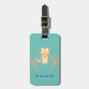 Schöne Katze mit Korallenbäumen Blume Gepäckstück Gepäckanhänger