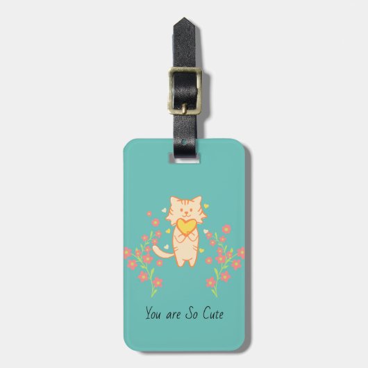 Schöne Katze mit Korallenbäumen Blume Gepäckstück Gepäckanhänger (Vorderseite vertikal)