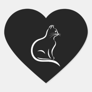 Schöne Katze zeichnend für Tierfreunde. Herz-Aufkleber