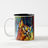 Schöne Katze Zweifarbige Tasse (Links)