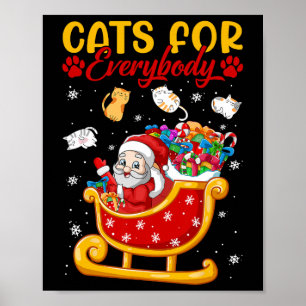 Schöne Katzen für alle Santa Sleigh Merry Christ Poster