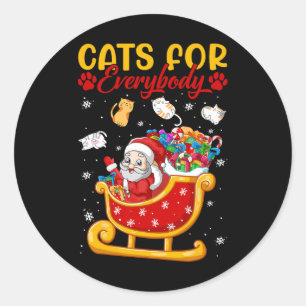 Schöne Katzen für alle Santa Sleigh Merry Christ Runder Aufkleber