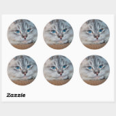 Schöne katzenblaue Augen Runder Aufkleber (Blatt)