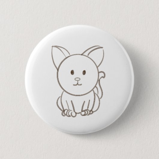 Schöne Katzenkizze Button (Vorderseite)