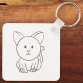 Schöne Katzenkizze Schlüsselanhänger (Rückseite)