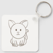 Schöne Katzenkizze Schlüsselanhänger (Rückseite)