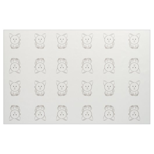 Schöne Katzenkizze Stoff (Fat Quarter (45,7 x 55,9 cm))