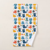 Schöne Kawaii Katzen, spielen mit weißem Spielzeug Badhandtuch Set (Handtuch)