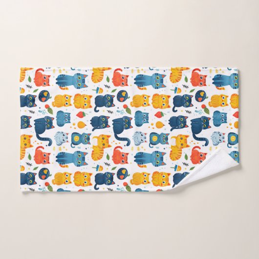 Schöne Kawaii Katzen, spielen mit weißem Spielzeug Badhandtuch Set (Handtuch)