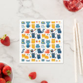 Schöne Kawaii Katzen, spielen mit weißem Spielzeug Serviette (Beispiel)