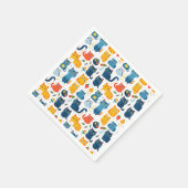 Schöne Kawaii Katzen, spielen mit weißem Spielzeug Serviette (Ecke)