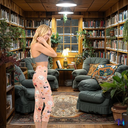 Schöne Kawaii-Sonnenbrille in Pastel Peach Capri Leggings